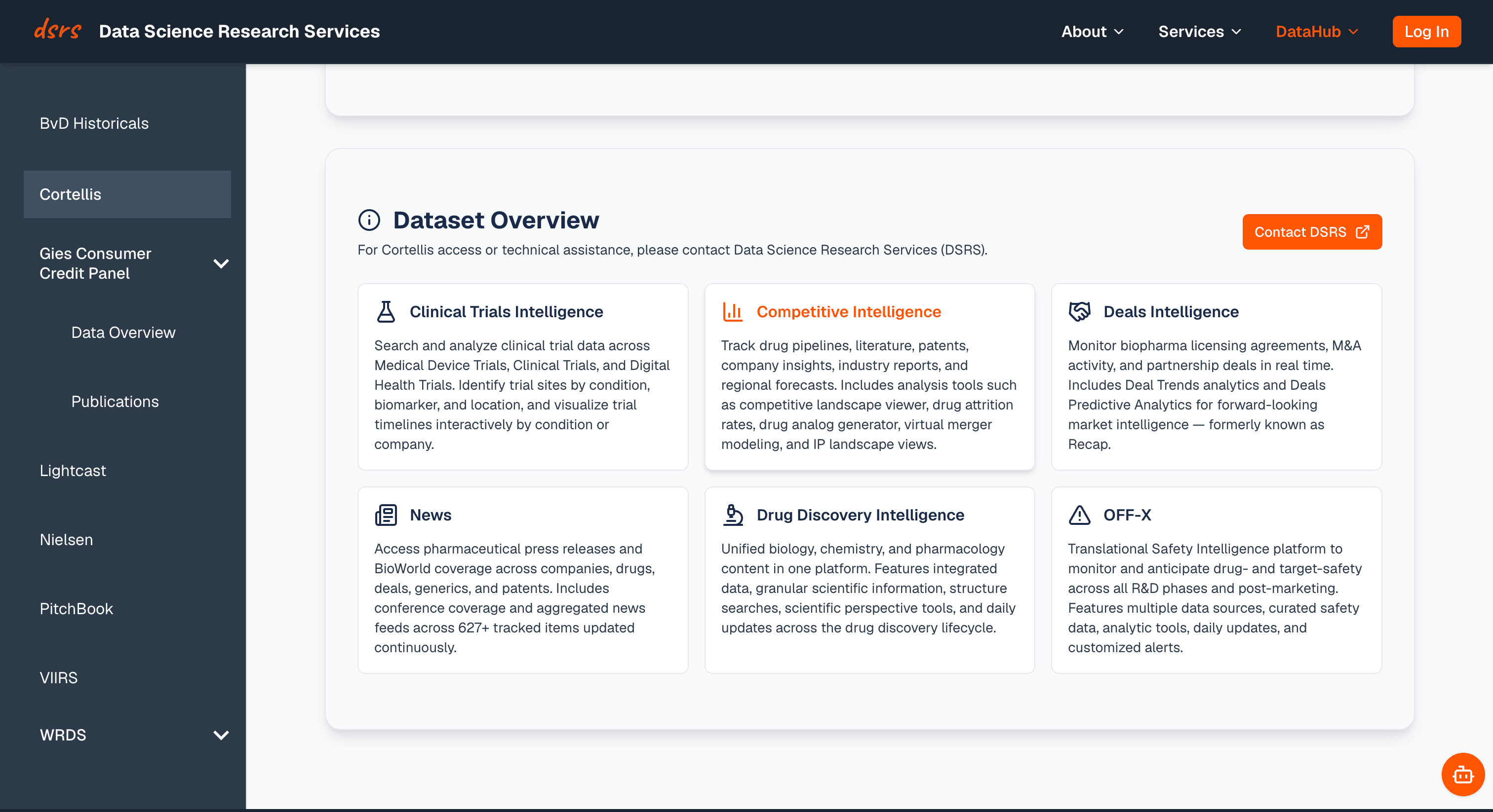 DataHub introduction documentation page with a table of contents and structured content.